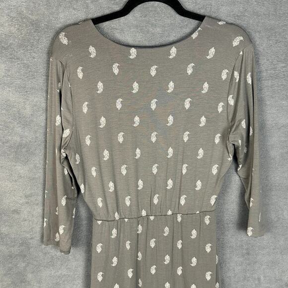 Garnet Hill Dress Womens Medium Gray 3/4 Length Sleeve Ruched Stretch Career - Picture 4 of 13